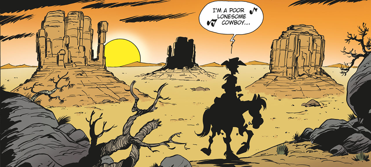Lucky Luke singt "I'm a poor lonesom cowboy" © Lucky Comics